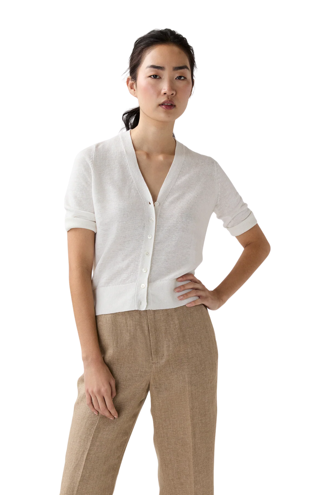 Short-Sleeved Rosie V-Neck Cardigan