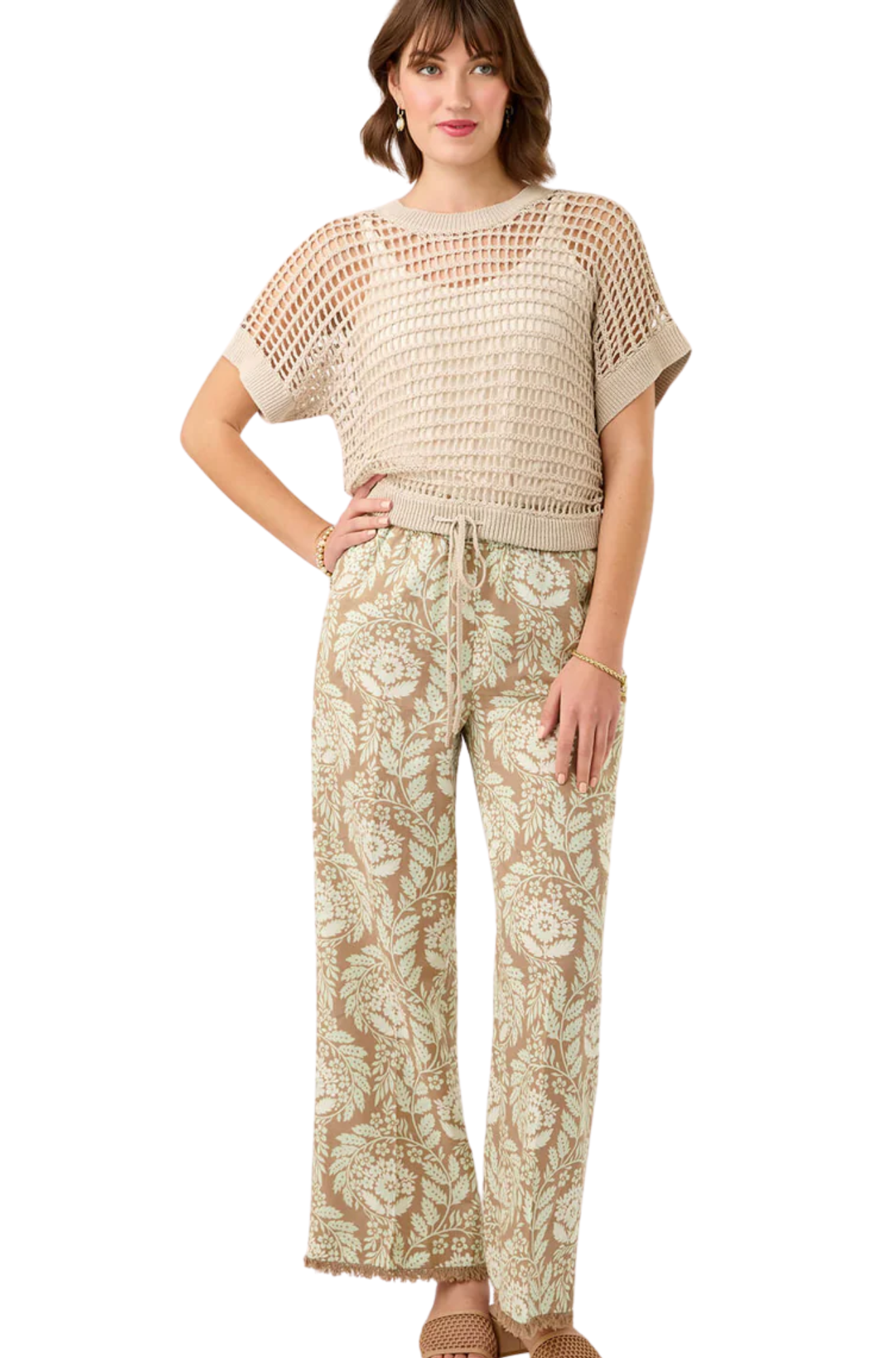 Resort Fringe Palazzo Pant Seawall Scroll Fawn