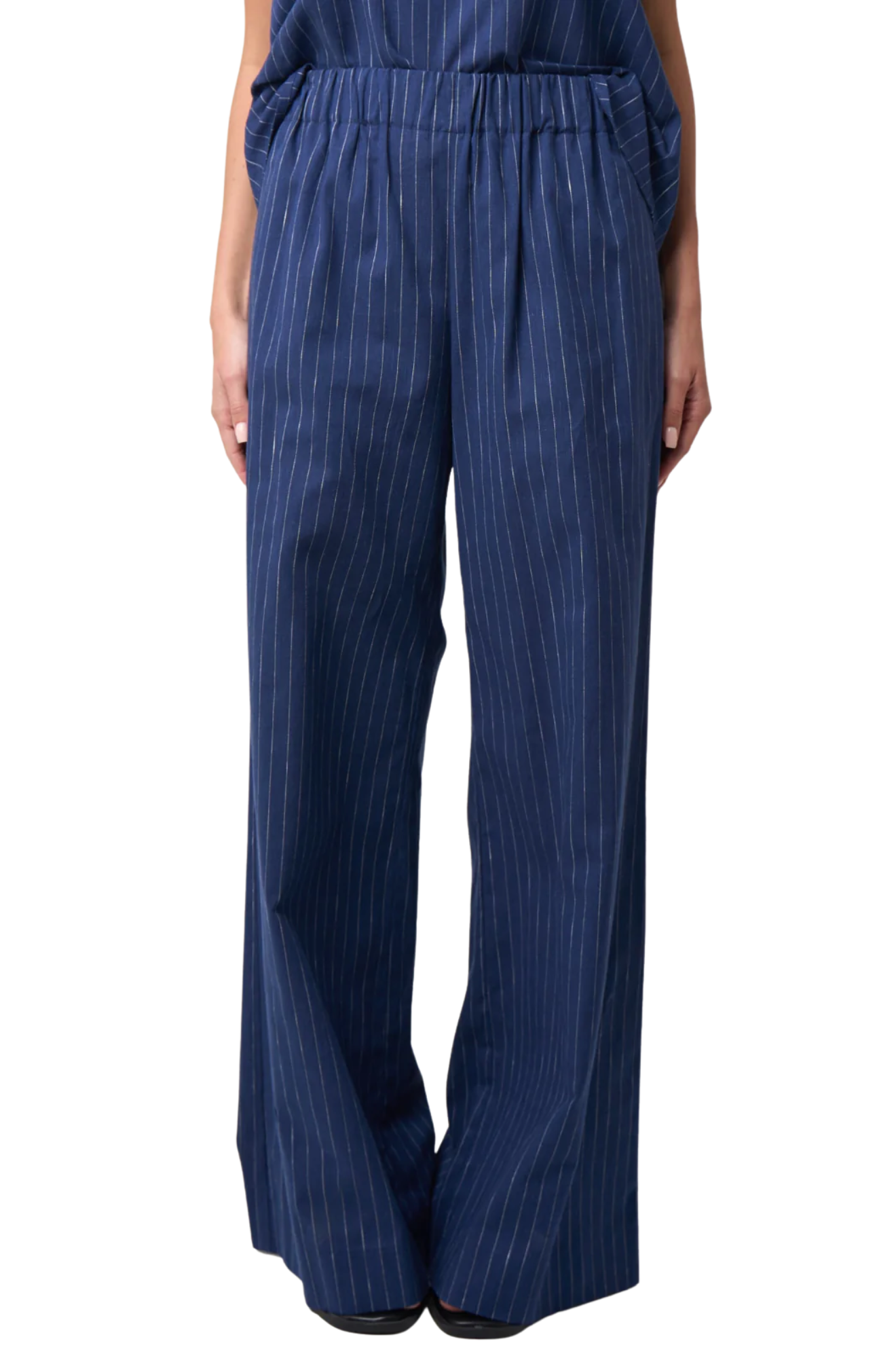 Abby Pant in Cotton Linen Stripe