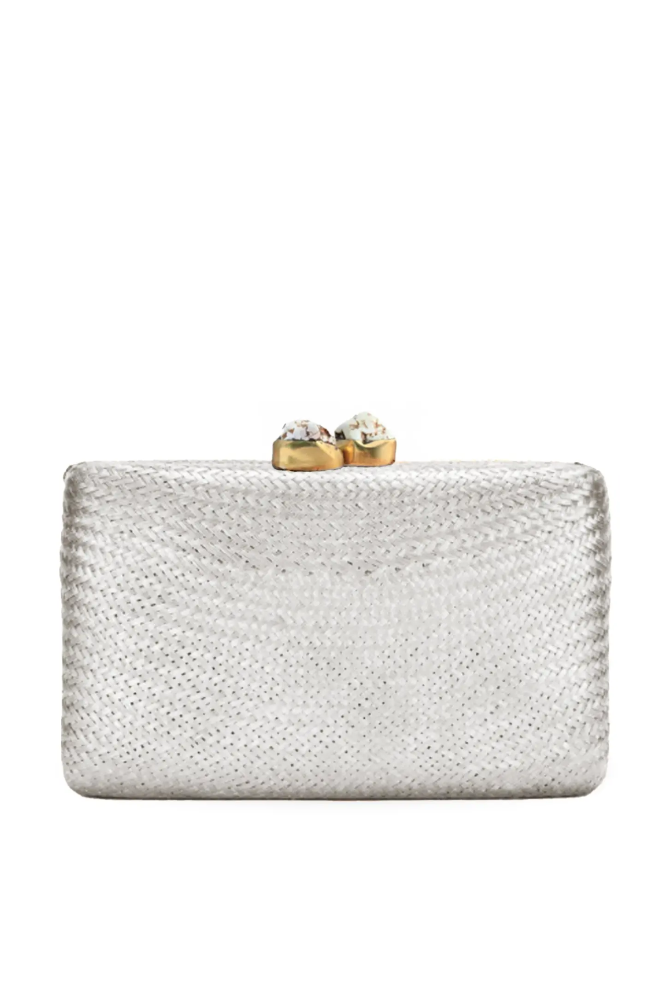 Metallic Light Silver Rectangle Clutch
