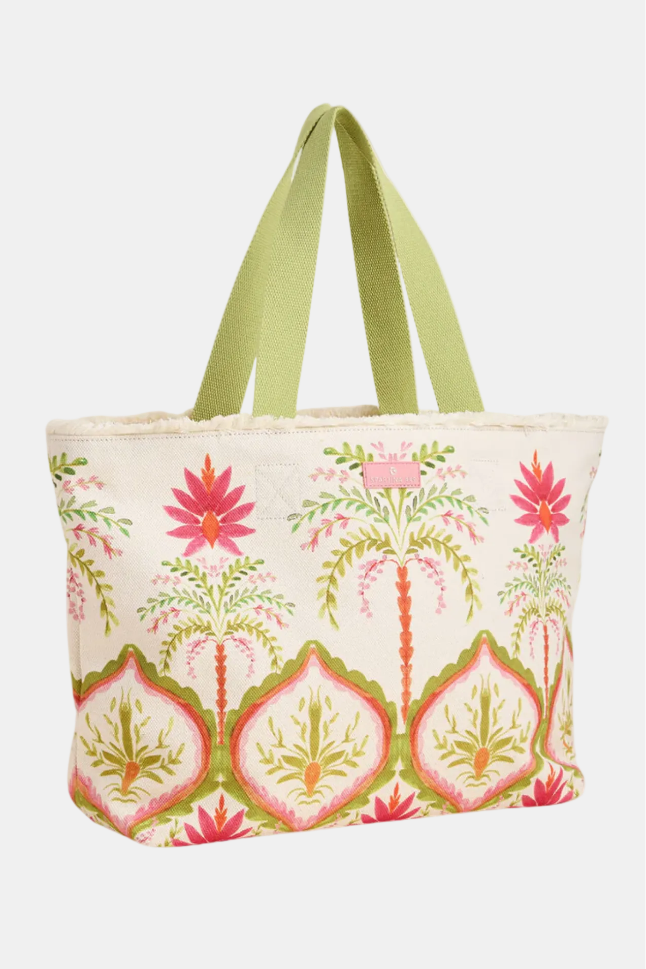 Tote bag with floral pattern on a white background