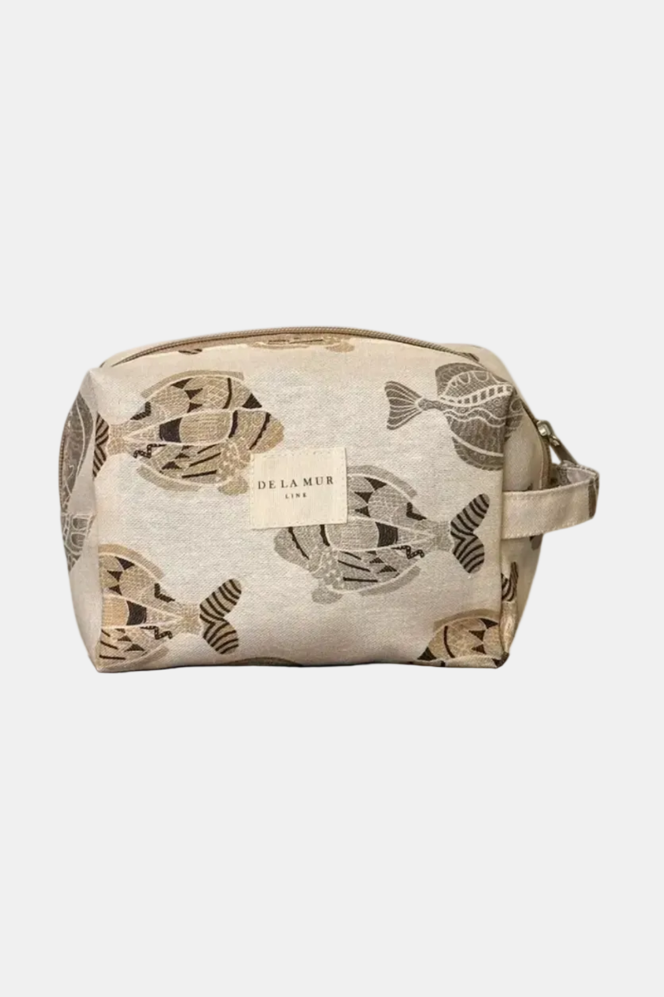 Cosmetic bag with butterfly pattern on a white background