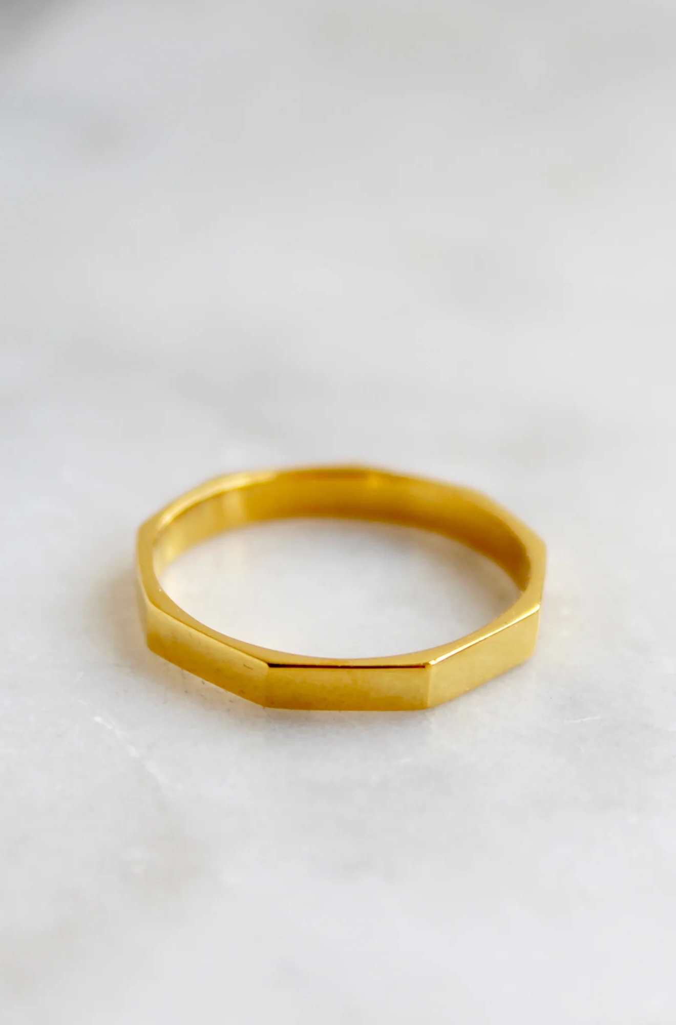 Heavy Hexagon Stacking Ring Gold Vermeil