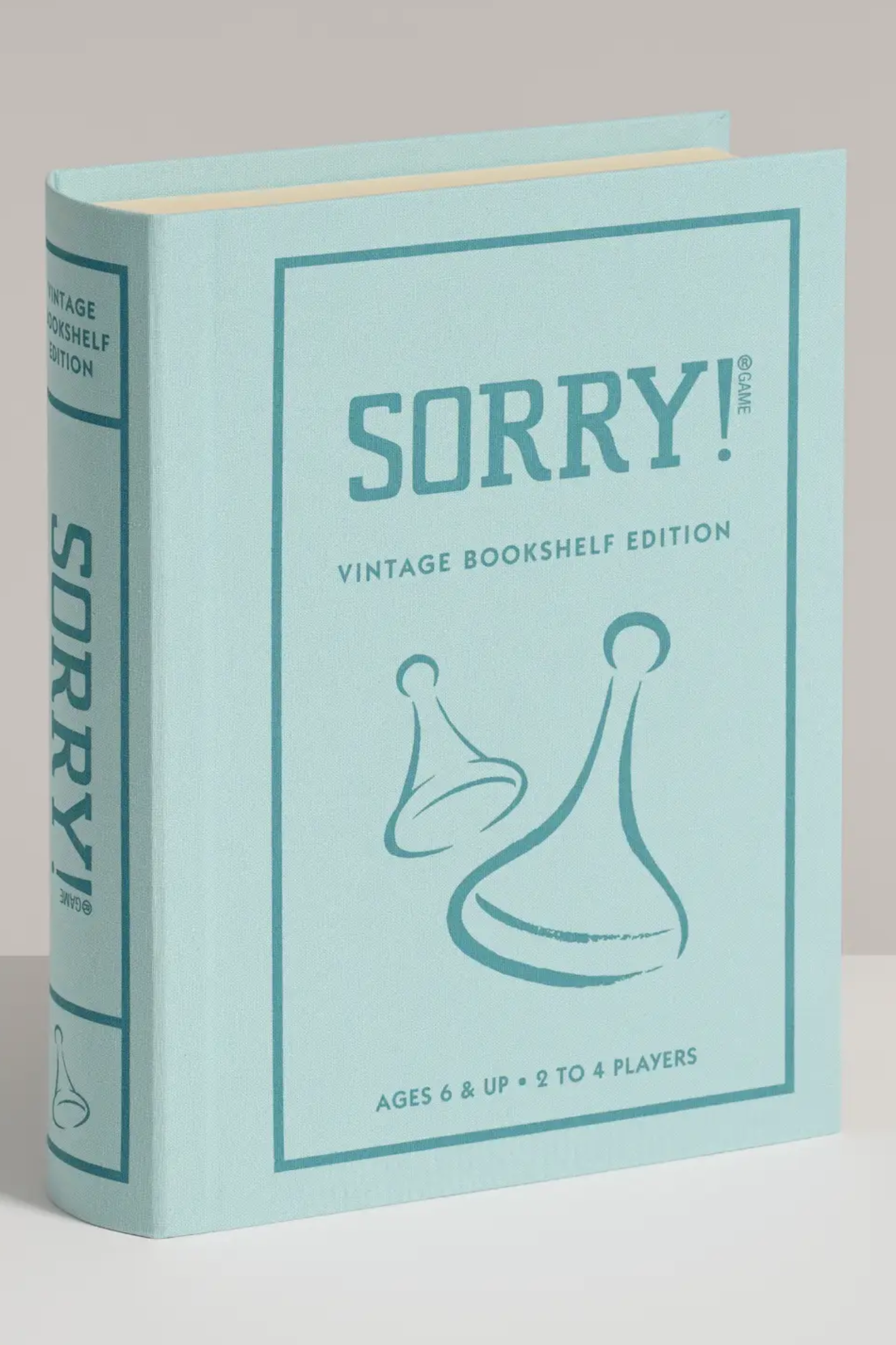 Light blue board game box with 'SORRY!' branding on a light gray background