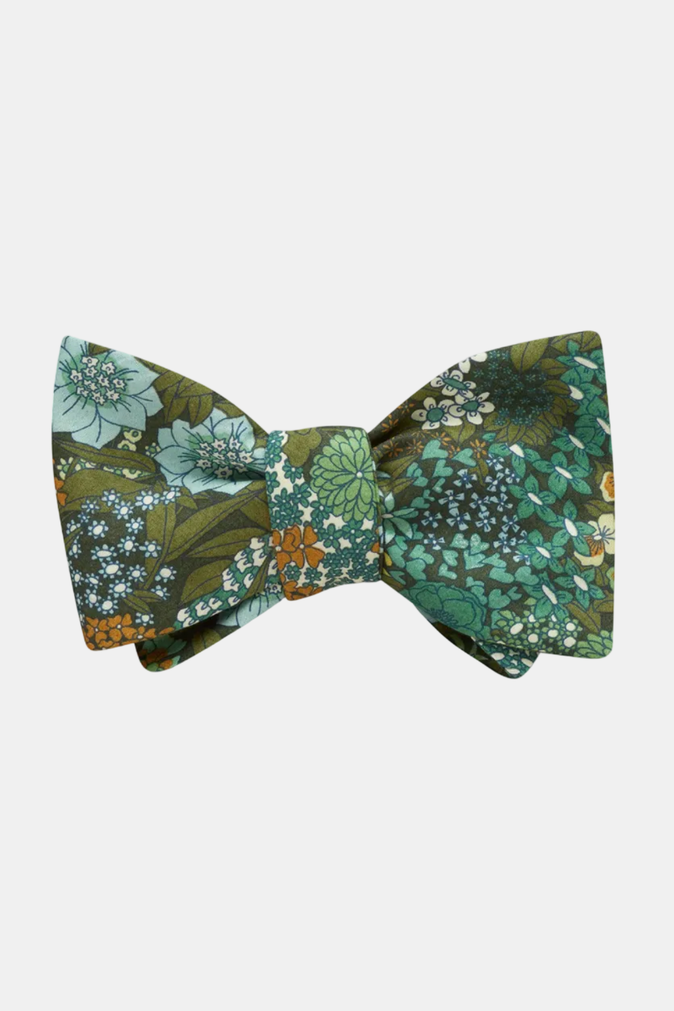 Floral patterned bow tie on a white background
