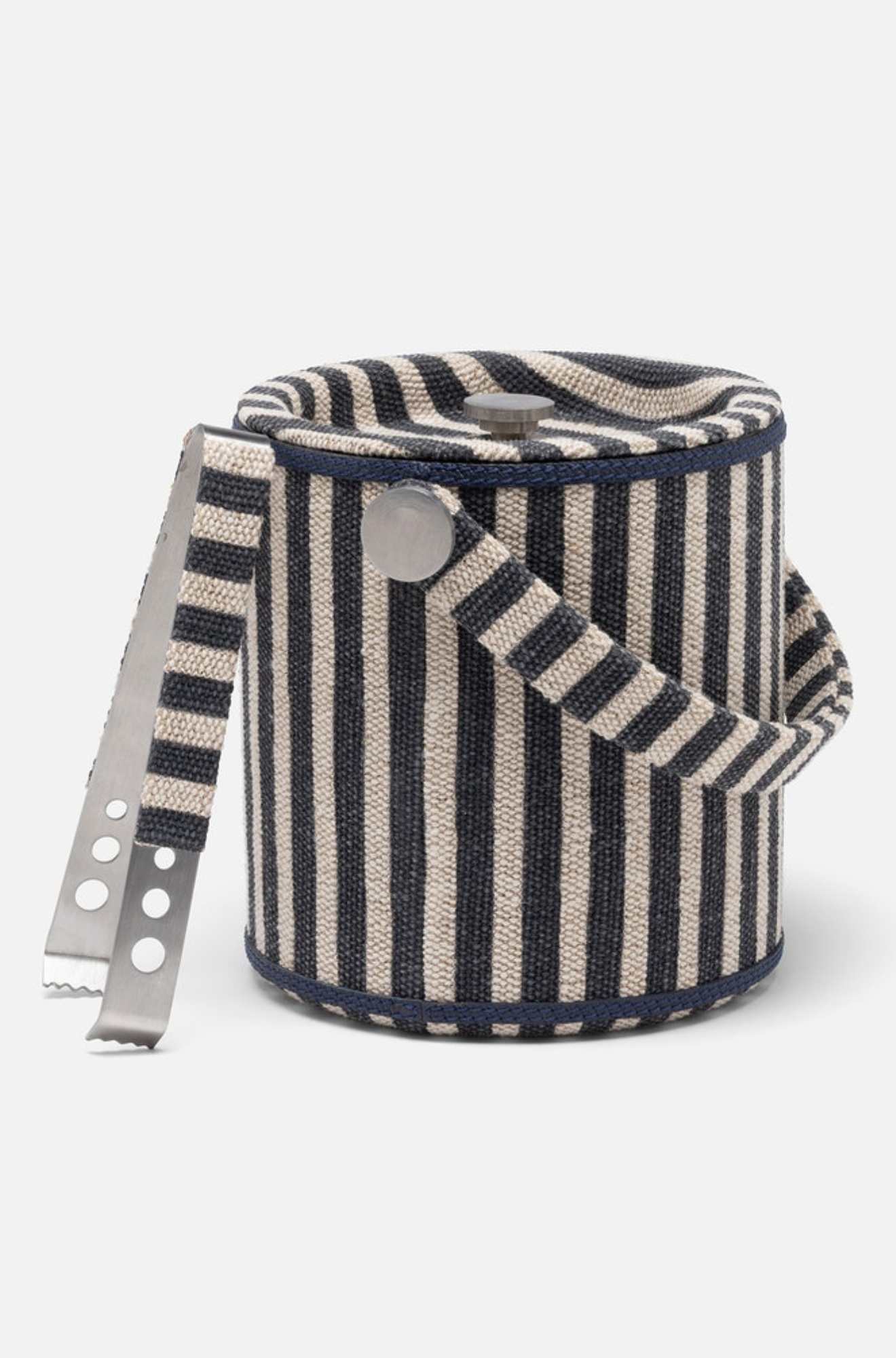 Martello Navy/Natural Ice Bucket W/ Tongs