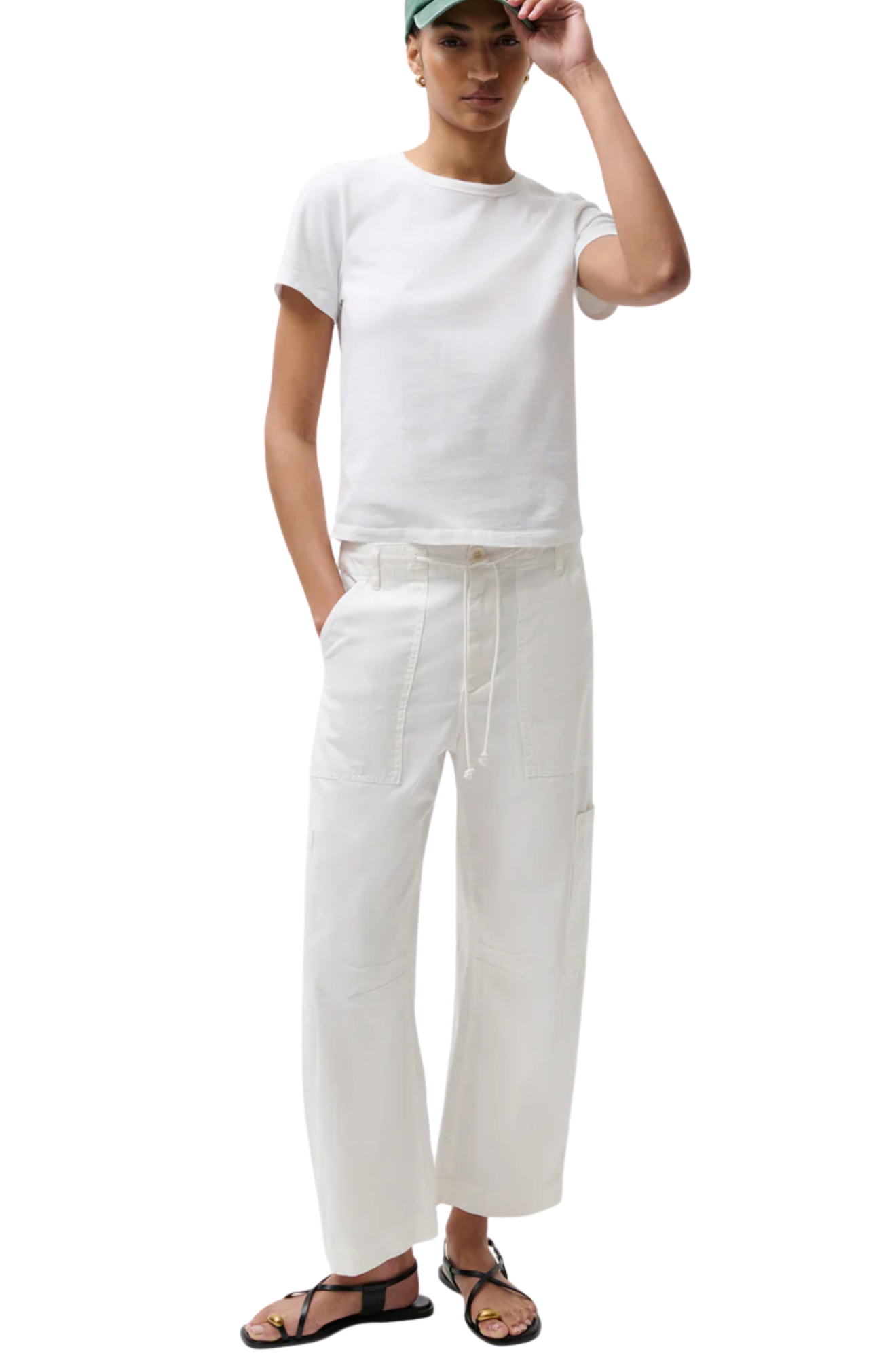 Sabrina Curved Utility Pants - White
