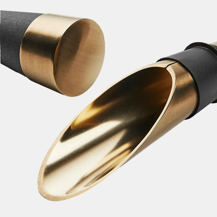 Gold and black cylindrical objects on a transparent background