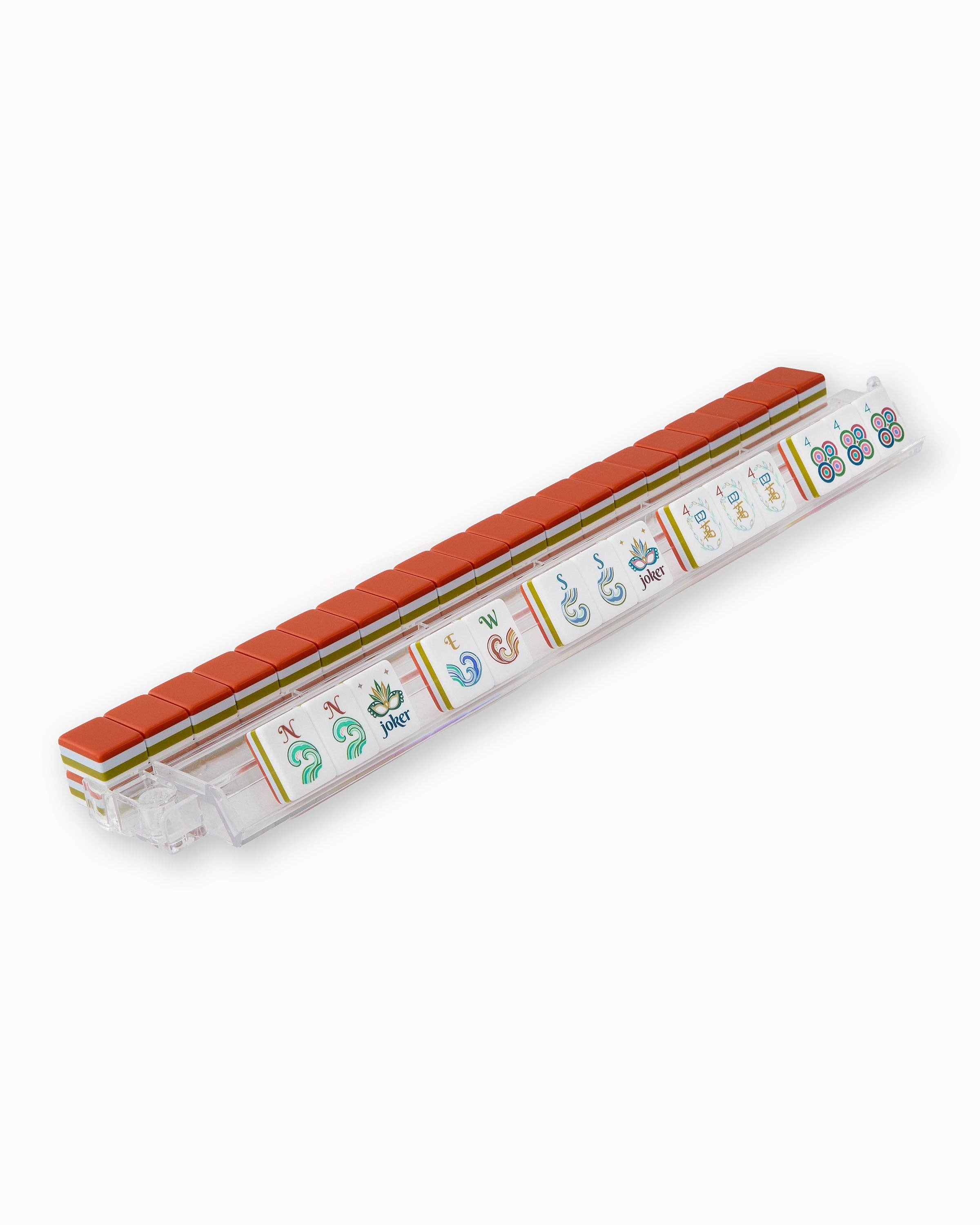 Rectangular container with colorful design on a white background