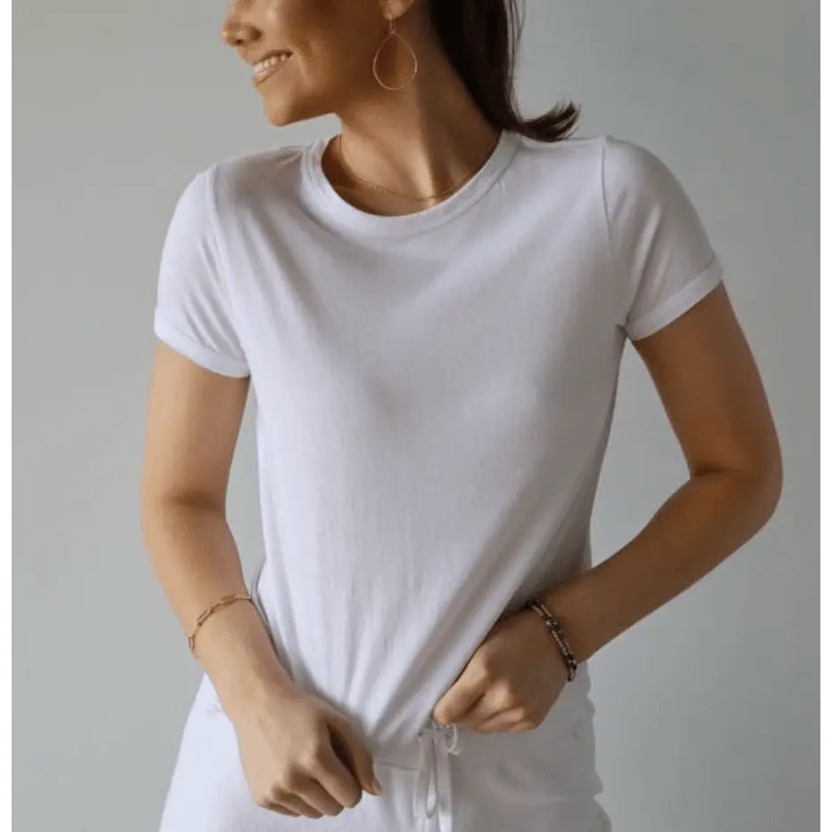 Polished Tee in White - Short Sleeve