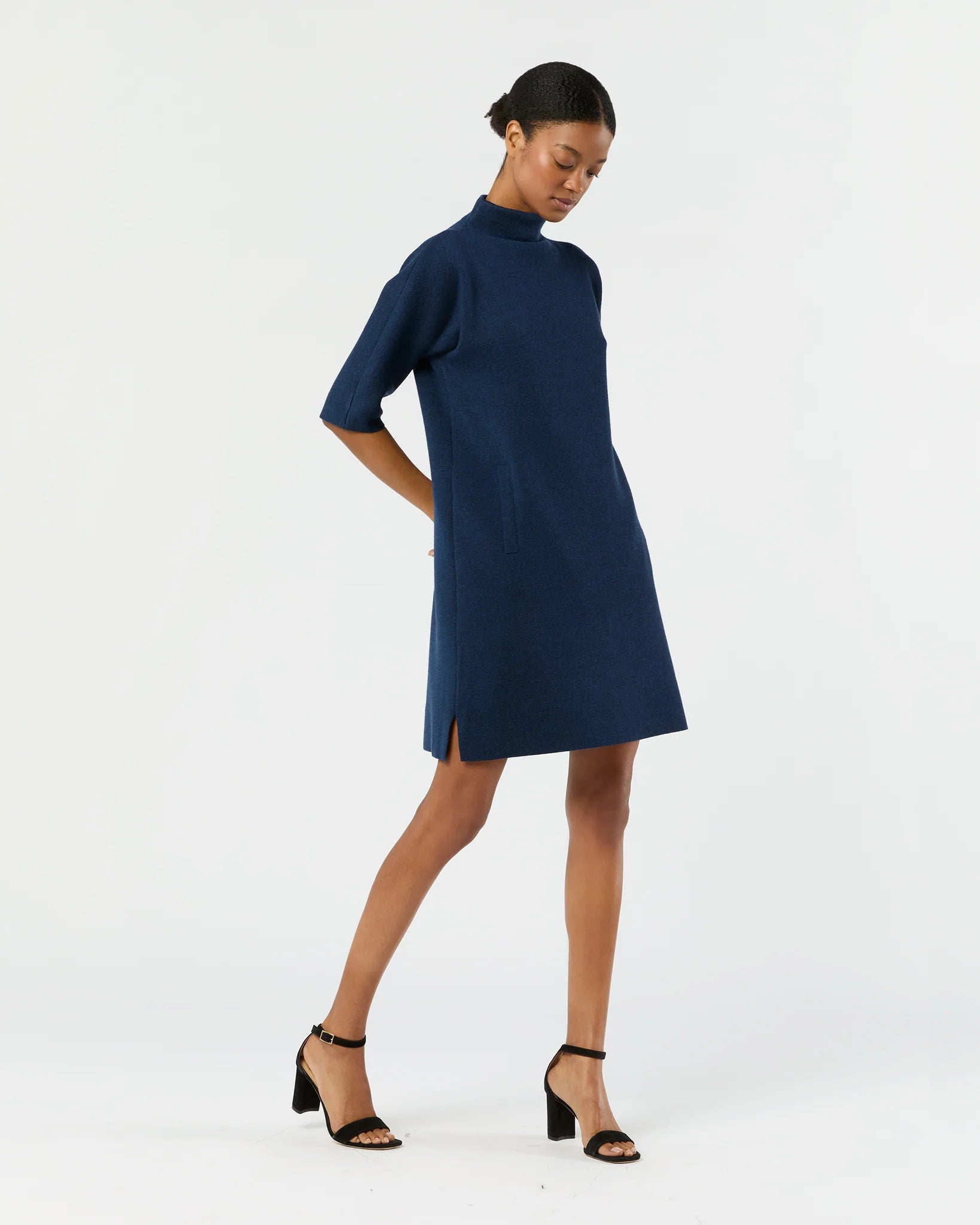 ann-mashburn-Rowan-Short-Sleeved-Funnel-Neck-Dress-navy