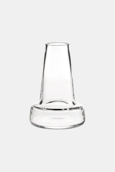 Clear glass vase on a white background