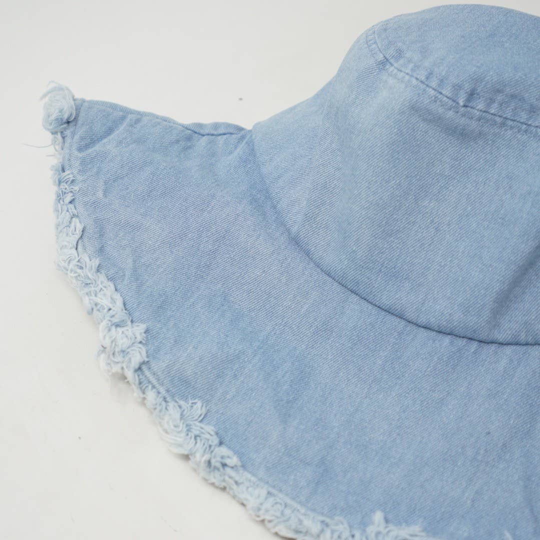 KEANU 100% Heavy Cotton Twill Raw Edge Bucket Hat, 4" Brim