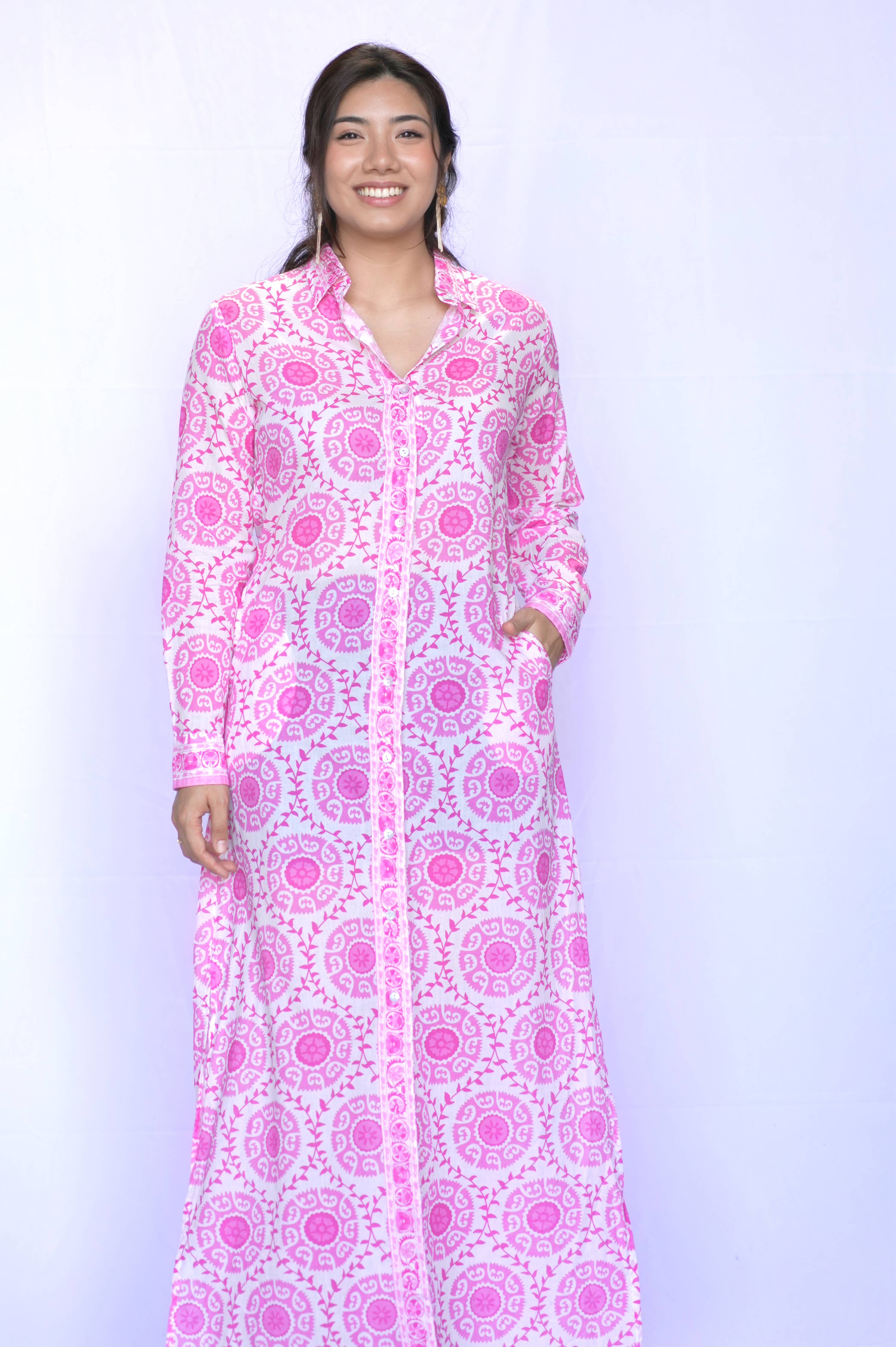 Adriana Shirt Dress Hot Pink