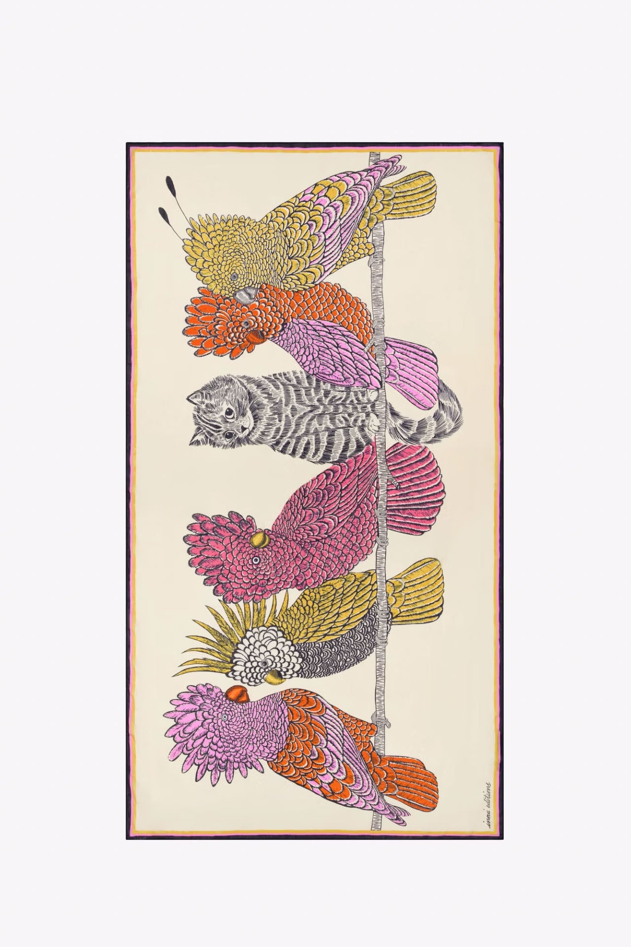 Decorative towel with colorful fish pattern on a beige background