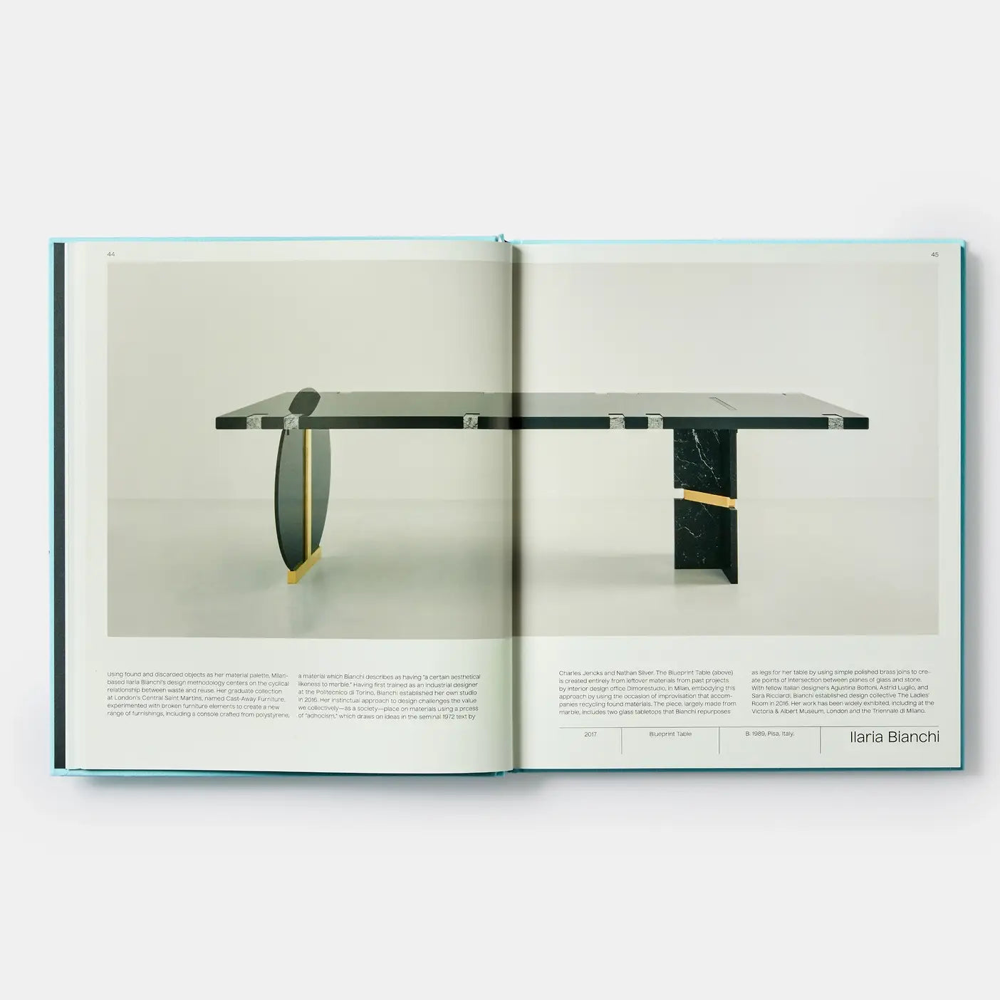 Open book showing a table design on a white background