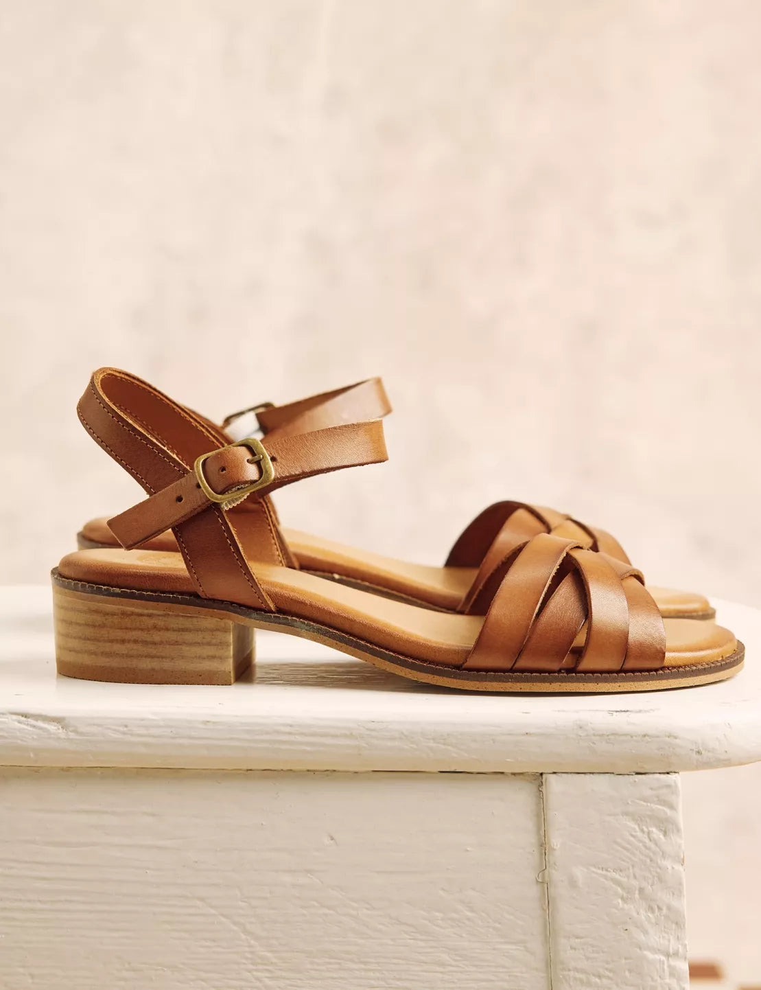 Heeled Shepherdess Leather Sandal