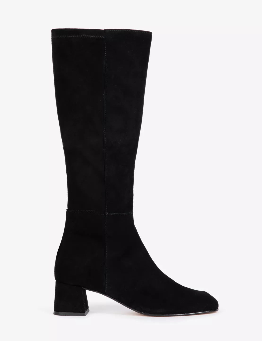 Black knee-high boot on a white background