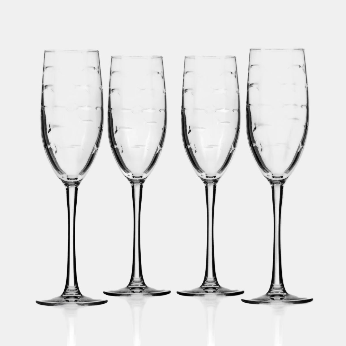 School of Fish Champagne Flute 8oz - Set of 4