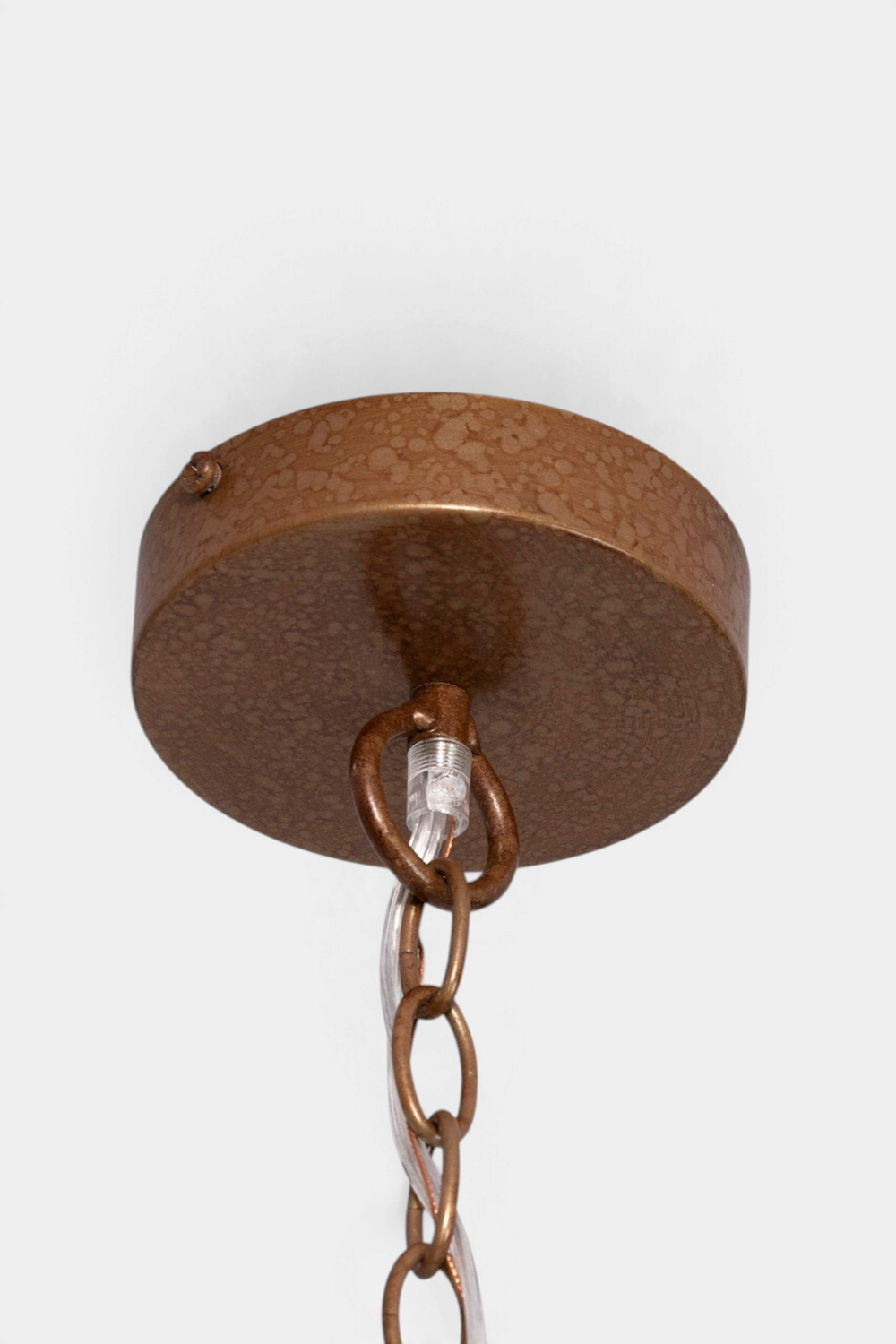 The Copper Shed Alondra Chandelier bronze textured metal canopy and matching chain link ceiling mount