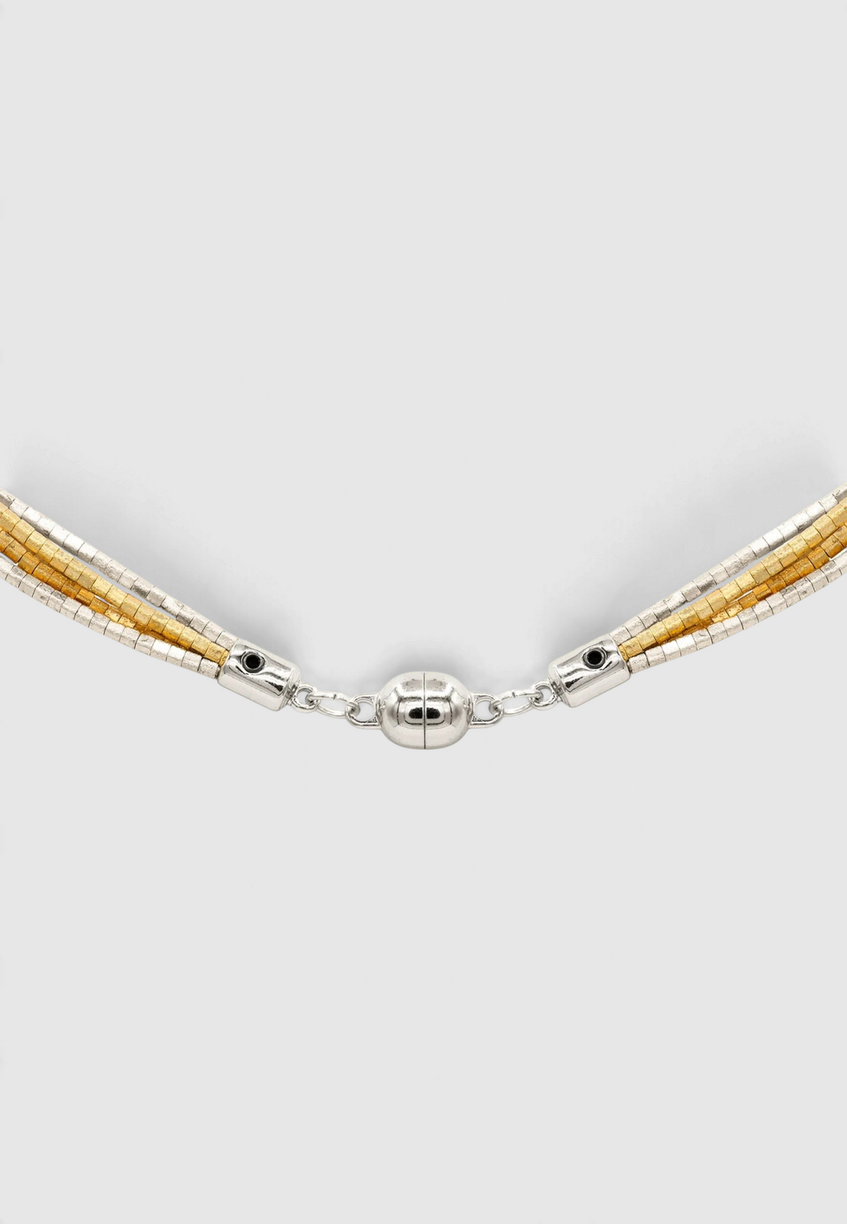 The Copper Shed Amunet 18k gold-plated and silver-tone multi-strand beaded necklace with a magnetic ball clasp.
