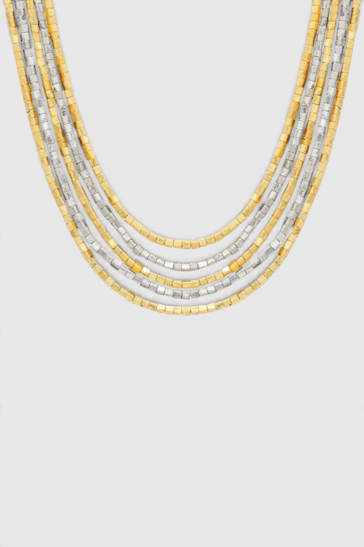 The Copper Shed Amunet 18k gold-plated and silver-toned multi-strand beaded necklace with a magnetic closure.