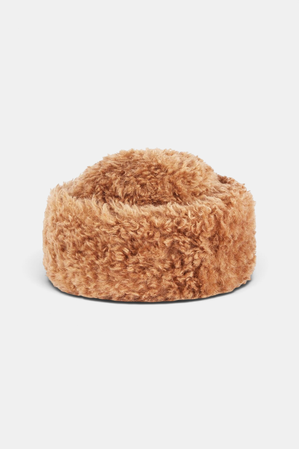 The Copper Shed brown faux sheepskin sherpa hat with a deep brim and soft textured finish for winter wear.