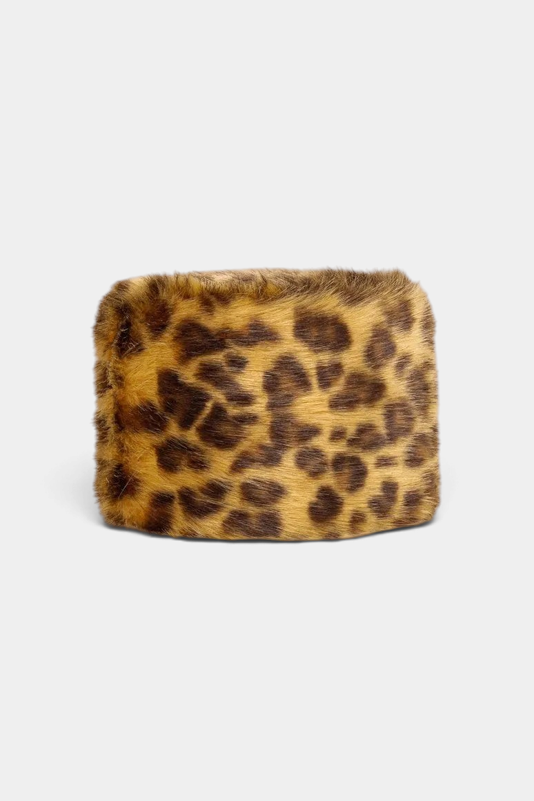 The Copper Shed leopard print faux fur pillbox hat with a soft velboa lining for a classic winter style.