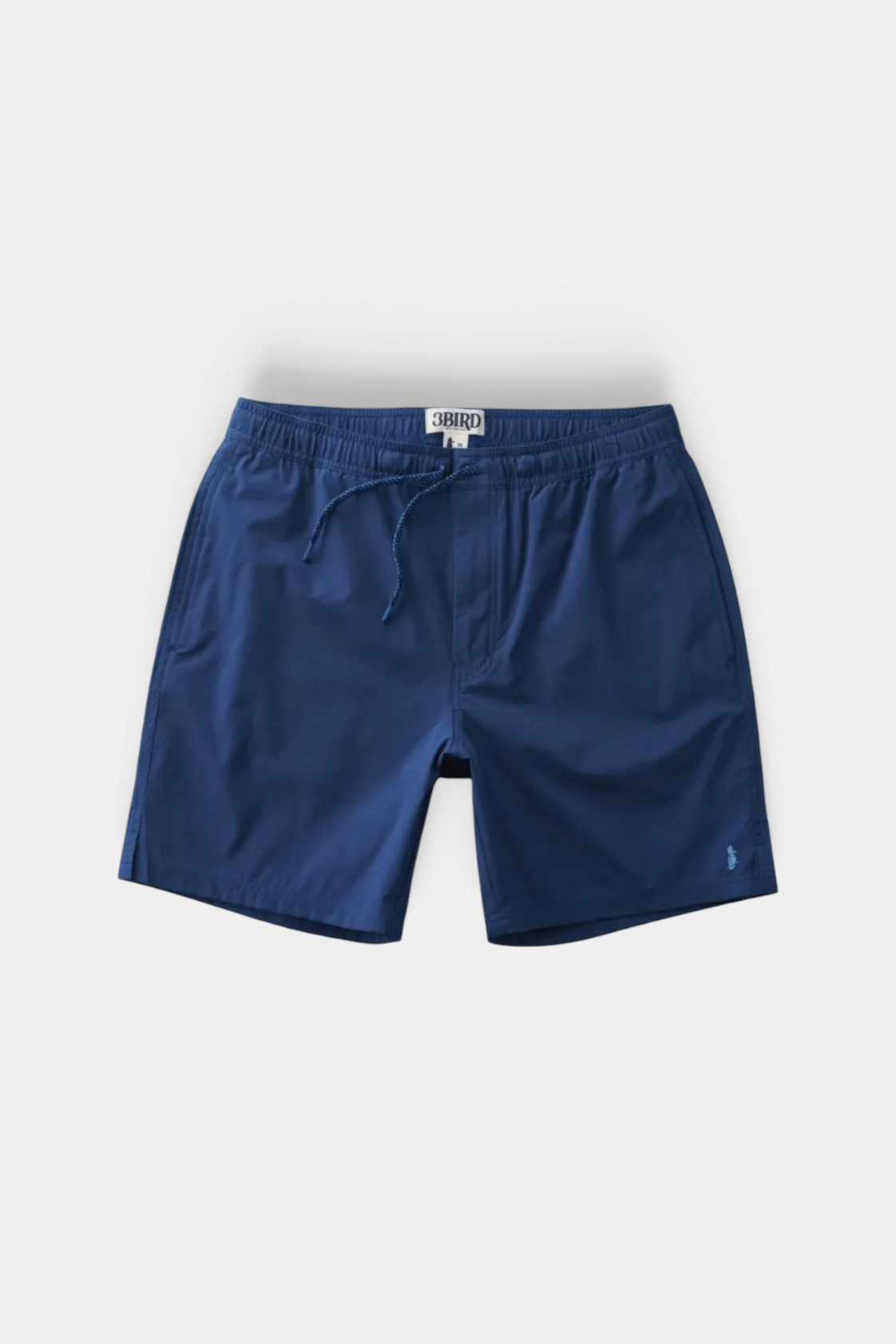 The Copper Shed Migration Drawcord shorts in navy blue, featuring a relaxed fit, elastic waist, and quick-dry fabric.