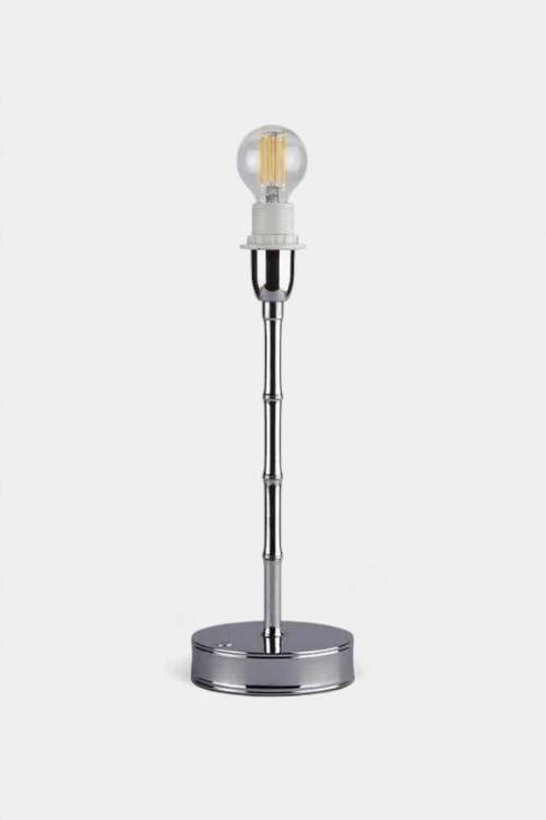 The Copper Shed rechargeable bamboo-style LED lamp base in a polished bronze finish with a clear filament bulb.