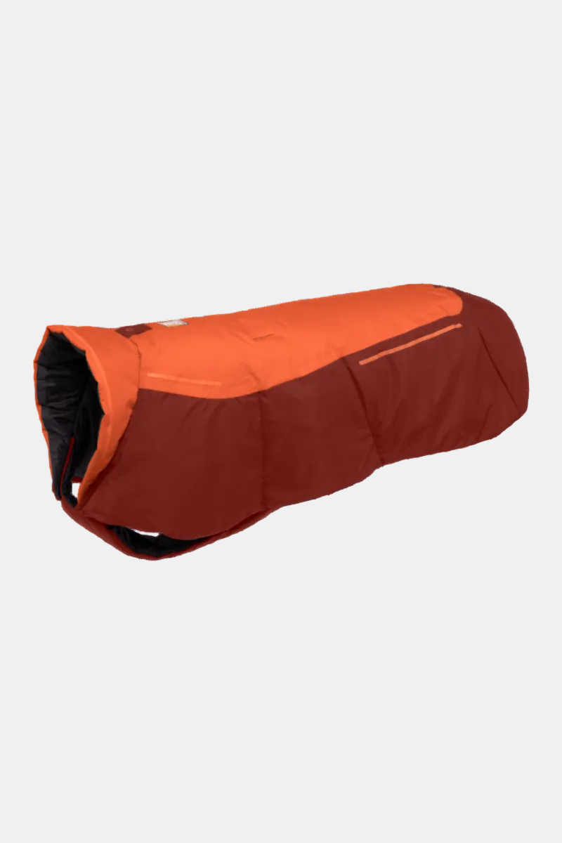 Orange and red dog coat on a white background