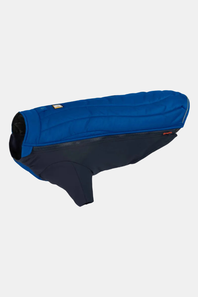 Blue and black dog coat on a white background